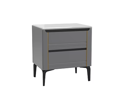 Modern Gray Bedside Table With Black Trim And Drawers For Bedroom Decor 3d model