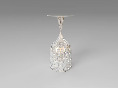 Elegant Modern Side Table With Crystal Studded Base And Silver Metal Frame 3d model