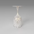 Elegant Modern Side Table With Crystal Studded Base And Silver Metal Frame