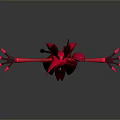 Red 3D Stylized Character Creature Design With Pointed Ears And Extended Arms