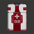 Red and White First Aid Kit With Cross Symbol And Number 02 Design