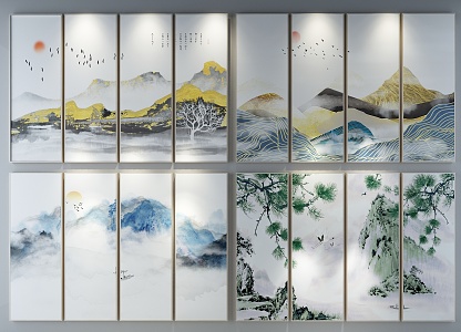 New Chinese Landscape Painting Decorative Painting 3d model