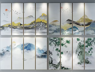 New Chinese Landscape Painting Decorative Painting 3d model