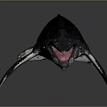 Dark Colored Whale 3D Model With Open Mouth On Gray Gradient Background