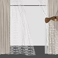 Beige Thick And White Sheer Curtains For Modern Interior Floor Length Design