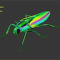 Colorful Metallic Beetle With Iridescent Green And Purple Shell On Dark Background With Reflection