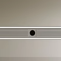 Modern Air Conditioner Vent With Metallic Grille And Sleek White Accent Trim Design Structure
