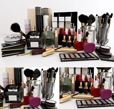 Modern cosmetics cosmetics lipstick perfume combination 3d model