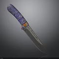 Handcrafted Decorative Knife With Purple Handle Colorful Accents And Engraved Steel Blade