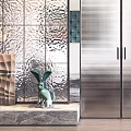 Modern partition porch partition glass sliding door combination 3d model