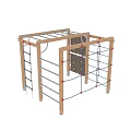 Outdoor Playground Climbing Equipment With Ladders Rope Nets And Wooden Frame