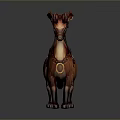 Mythical Fantasy Creature With Horns Patterned Fur And Decorative Saddle In Vibrant Orange Brown Colors