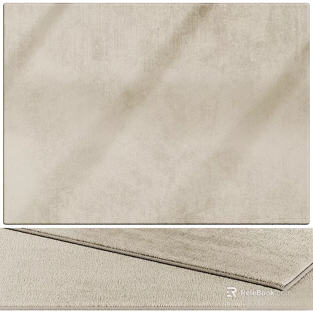 Square Beige Area Rug With Soft Texture For Modern Living Room Decor 3d model