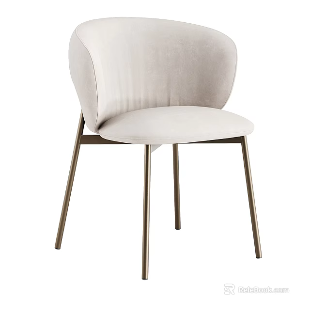 Light Beige Velvet Accent Chair With Modern Curved Back And Metal Legs 3d model 