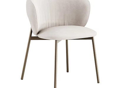 Light Beige Velvet Accent Chair With Modern Curved Back And Metal Legs 3d model