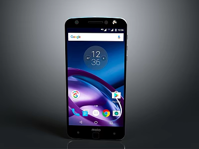 Moto Modern Smartphone With Screen Display Time Weather And App Icons 3d model