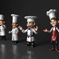 Cartoon Male Chefs Wearing Chef Hats Different White Uniform Styles Aprons Open Hands Lively Expressions