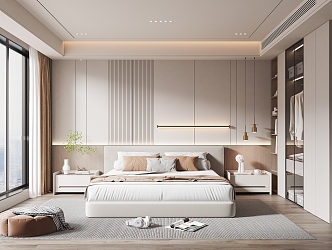 Modern Bedroom Simple Bedroom Wall Lamp Chandelier Wardrobe Bedside Table 3d model