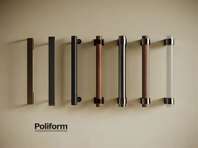 Modern Poliform Handles With Metal Wooden And White Color Options For Cabinets 3d model