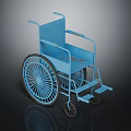 Blue Wheelchair Featuring Classic Design Large Rear Wheels Small Front Casters Armrests And Footrests