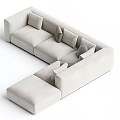 Modern Light Beige Fabric Sectional Sofa With Decorative Pillows For Living Room