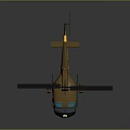 U.S. ARMY Military Helicopter Model Brown Body Yellow Tail Blue Windshield Mounted Weapons