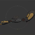 Cyborg Character 3D Model Mechanical Arm With Yellow Hand And Metal Parts