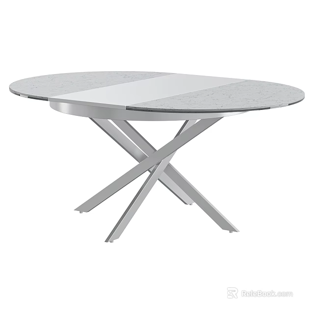 Stylish Multi-functional Table With Round Dual-tone Tabletop And Crossed Metal Legs 3d model 