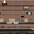 Quiet wind bookcase dining table and chair combination 3d model