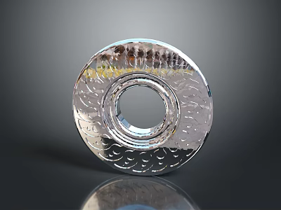 Modern Minimalist Silver Metal Chandelier With Circular Pattern And Central Hole 3d model