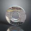 Modern Minimalist Silver Metal Chandelier With Circular Pattern And Central Hole