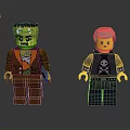 Green Face And Blue Pink Hair Lego Style Toy Figures For Home Decoration