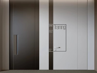 Modern Swing Door Design With Dark Brown Light Gray Mesh Panel And Tanning Area Window 3d model