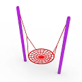Red Net Swing Playground Equipment With Purple Support Poles For Kids