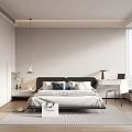 Modern Minimalist Bedroom Interior With Wooden Floor Large Window Desk Wardrobe And Rug