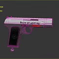 Tactical Metallic Pistol Featuring Black Grip Red Accent And Sleek Design