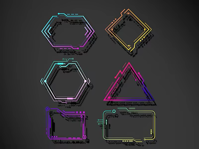 Vibrant Geometric Line Shapes Including Hexagon Square Triangle And Rectangle Frames 3d model