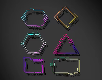 Vibrant Geometric Line Shapes Including Hexagon Square Triangle And Rectangle Frames 3d model