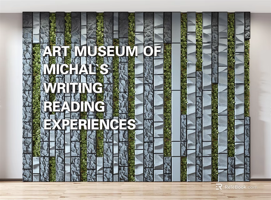 Modern Green Plant Wall in Art Museum Featuring Writing Reading Experiences 3d model 