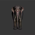 Adult Elephant With Rough Skin And White Tusks Standing On Grey Background