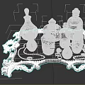 Elegant Fragrance Bottles In Various Shapes On Intricate Black Decorative Tray With Colored Liquids