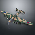 Military Camouflage Aircraft With Multi Engines And Red Blue Round Wing Markings