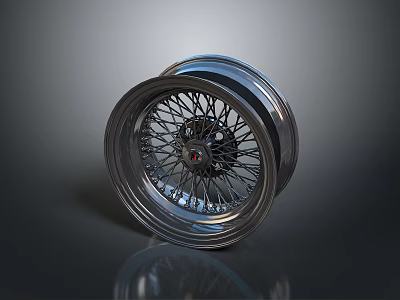 Shiny Metallic Chrome Spoke Automotive Tire With Alloy Wheel Design And Reflective Gloss 3d model