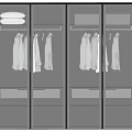 Dark Modern Wardrobe Interior Design With Hanging Shirts Drawers And Stacked Clothes