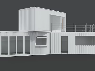 White Modern Container Building With Multiple Units Balcony And Large Windows 3d model