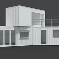 White Modern Container Building With Multiple Units Balcony And Large Windows 3d model