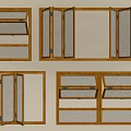 Wooden Window Frames With Various Openable Styles And Designs For Home 3d model
