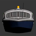 Blue And White Yacht With Sleek Design And Cockpit