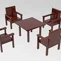 Wooden Coffee Table With Four Matching Chairs For Living Room Furniture Setup