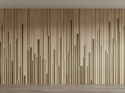 Modern Wooden Wall with Vertical Stripe Design and Varying Wood Tones for Interior Decor 3d model